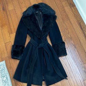 Bebe Black Faux Fur Coat